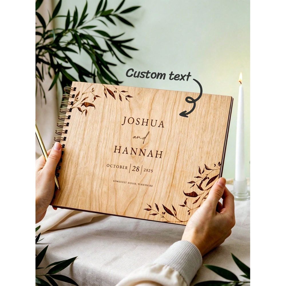 Custom Photo Book - كتاب ضيوف زفاف خشبي مخصص بحجم