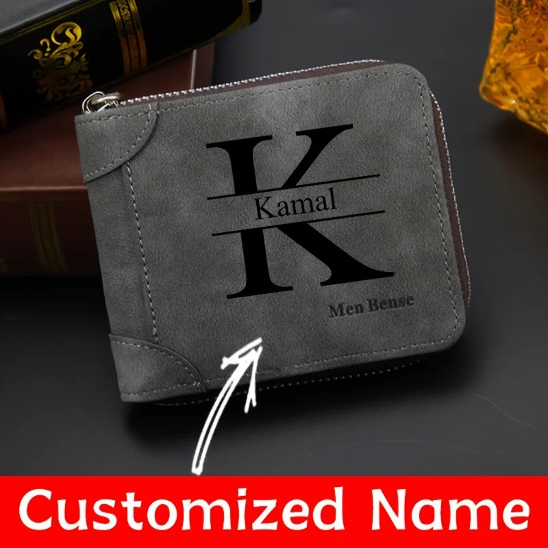 Personalized Name Box - محفظة رجالية مخصصة بالاسم، عصرية ومطفية