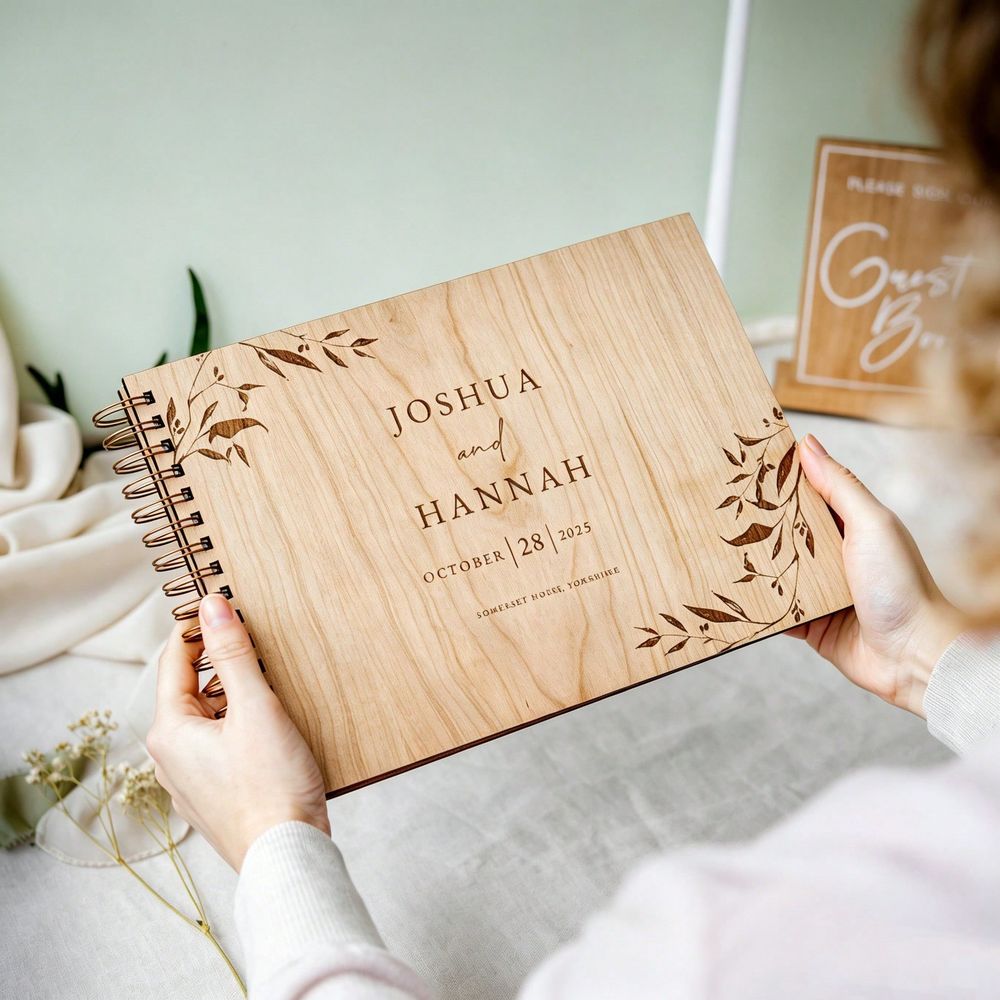 كتاب ضيوف زفاف خشبي مخصص بحجم  - مراجعة Custom Photo Book وسعره